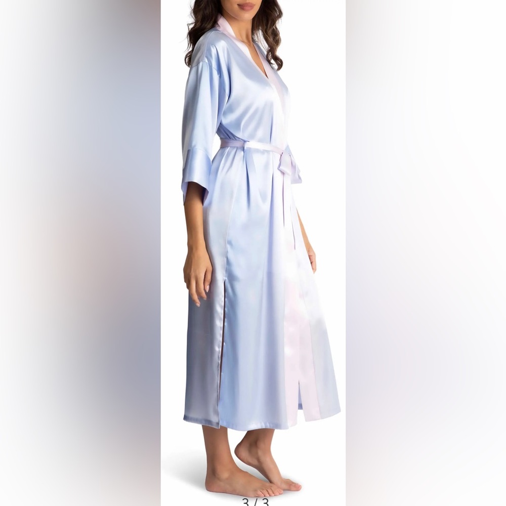 In Bloom By Jonquil Pink & Blue Ombré Satin Robe Size Medium/Large (8-14) NWT - Picture 4 of 15